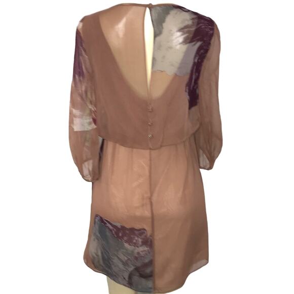 tibi New York Size 6 Viola Silk Chiffon Minidress Abstract Watercolor - Picture 11 of 16